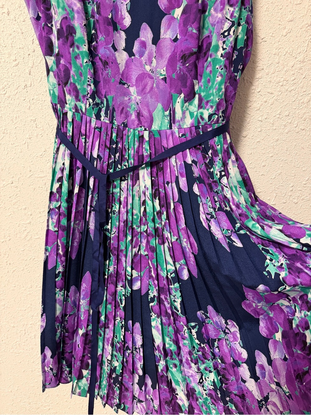 Adrianna Papell Navy Dress with Purple and Green Floral Print size 12 NWT - Picture 6 of 6